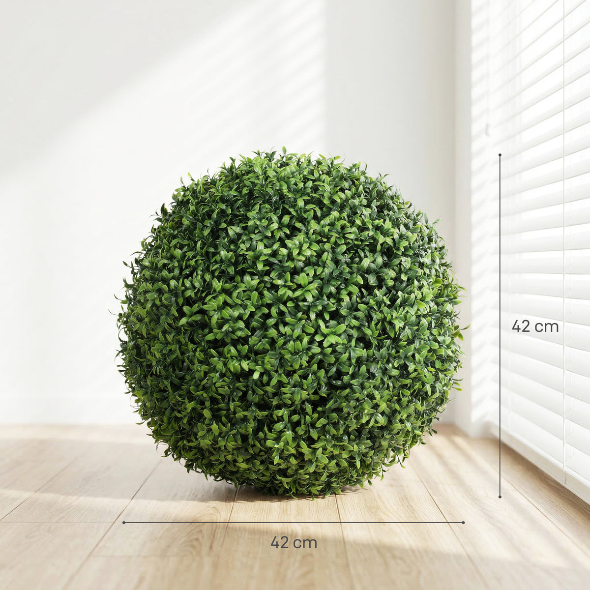 Set van 2 kunstmatige buxusbollen in pot, uv-bestendig, 42 cm, voor binnen- en buitendecoratie
