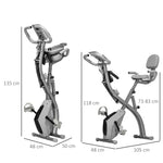 Vélo d'Appartement Pliable 4-en-1 - Ergomètre Magnétique Silencieux pour Maison avec Cordes de Résistance - Sport Maison et Cardio-training avec Roulettes, Selle Confort et LCD, Max 120kg, Gris