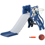 Toboggan pour enfants, toboggan intérieur pour enfants, avec panier de basket, thème tigre, de 18 à 36 mois, bleu