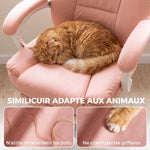 Chaise Bureau Ergonomique, Fauteuil de Bureau Inclinable en Cuir Synthétique Adapté aux Animaux, Hauteur Réglable, Rose