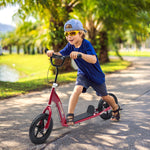 Trottinette enfant patinette pneus 30 cm Hauteur Guidon réglable poignée Frein et béquille Acier pour enfants à partir de 5 ans Rouge