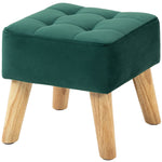 Fußhocker für das Wohnzimmer, Hocker, gepolzter Stoffsitz mit Holzbeinen, 27 x 27 x 26 cm, Dunkelgrün