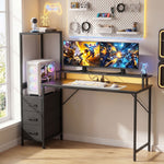 Gaming-Schreibtisch 147 x 47 cm, RGB-Beleuchtung, Steckdosen und USB-Anschlüsse, verstellbare und beidseitig montierbare PC-Halterung, Schwarz