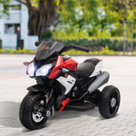 Elektrisches 3-Rad-Motorrad für Kinder 6 V, Elektroauto für Kinder mit Licht- und Soundeffekten, Geschwindigkeit 3 km/h, für 3 bis 5 Jahre, Tragkraft 25 kg, schwarz und rot