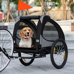 Rimorchio per bici per cani con finestre in rete, catarifrangenti e bandierina di sicurezza 140 x 71 x 83 cm nero