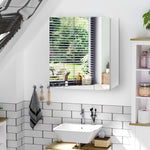 Armadietto da bagno a muro con 3 ante a specchio e ripiani regolabili in MDF bianco, dim. 70L x 15P x 60A cm