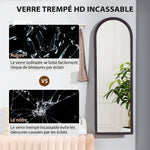 Miroir de sol arqué pleine longueur miroir sur pied cadre en effet imitation pierre pour salon chambre 53x163cm marron