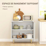 Buffet Cuisine, Meuble de Rangement avec 2 Portes, Étagère Réglable, Pieds Métalliques Surélevés, 80 x 40 x 80 cm, Blanc