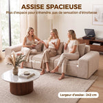 Canapé 3 Places en Chenille 320 cm, Canapé Modulaire, Assise et Accoudoirs Extra-Larges, Entièrement Compressé, Beige