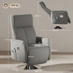 Fauteuil relax massant fauteuil de relaxation inclinable pivotant dossier et repose-pieds réglable 68,5x77x117cm gris