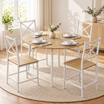 Set da pranzo con tavolo e 4 sedie per 4 persone, tavolo da cucina pieghevole da 105 cm, sedie impilabili, rovere