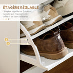 Meuble à chaussures 2 tiroirs et 2 portes abattantes avec étagère réglable 80 x 30 x 91,5 cm poignées alu. naturel