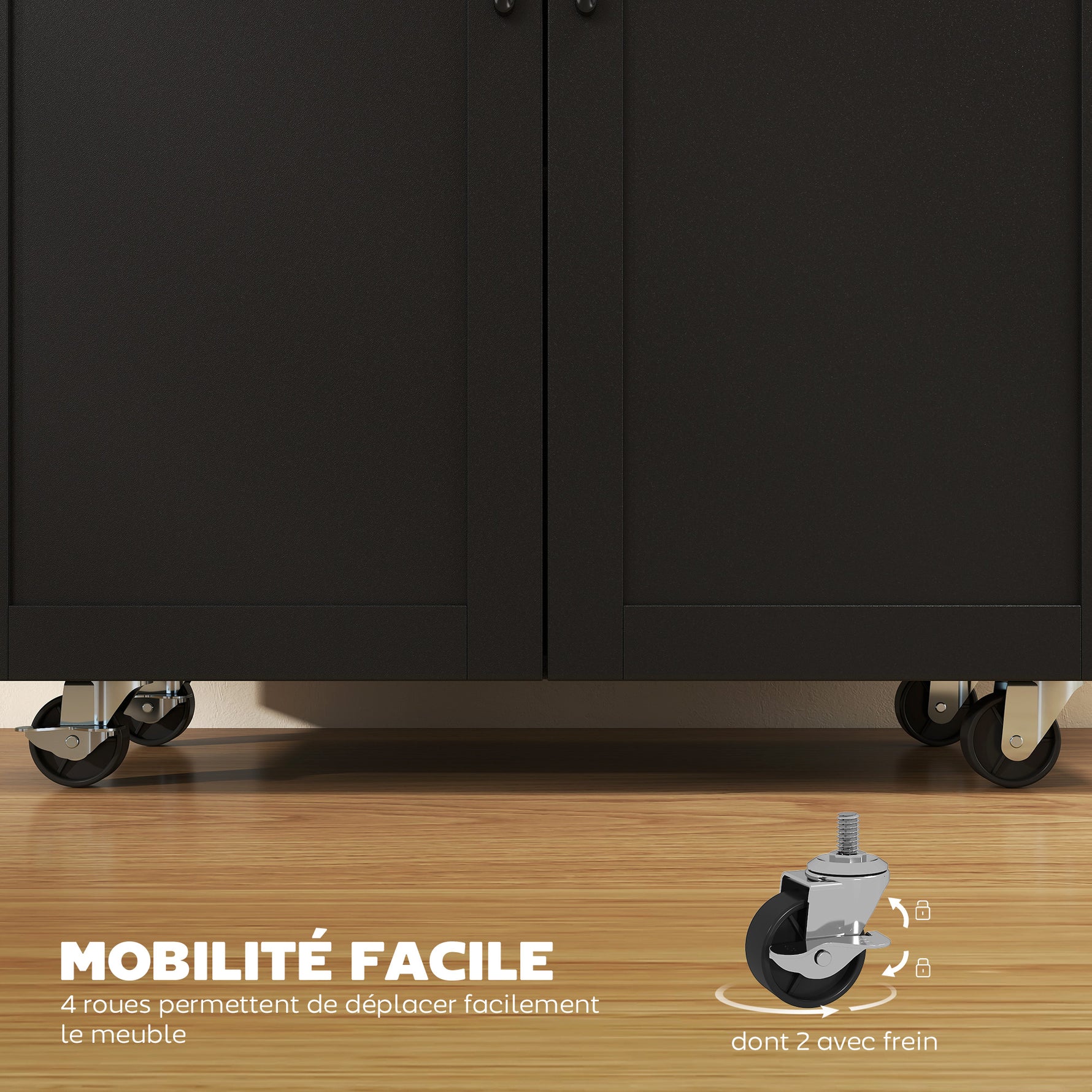 Dessert îlot de cuisine multi-rangements tiroirs placard 2 portes avec étagère réglable 105 x 36 x 85 cm noir