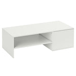 Table basse rectangulaire, table d'appoint plateau coulissant, rangement caché, étagère ouverte, 110 x 52 x 36 cm, blanc