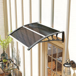 Auvent de porte d'entrée, toit marquise de porte exterieur en polycarbonate et aluminium résistante 100 x 75 cm noir