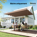 Toile de toit pour pergola tonnelle rétractable de 4 x 3 m - toile uniquement 350 x 260 cm café