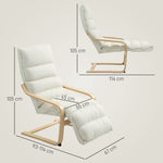 Fauteuil salon, fauteuil d'appoint rembourré en velours, repose-pieds réglable et structure en acier, 67x93x105cm, crème