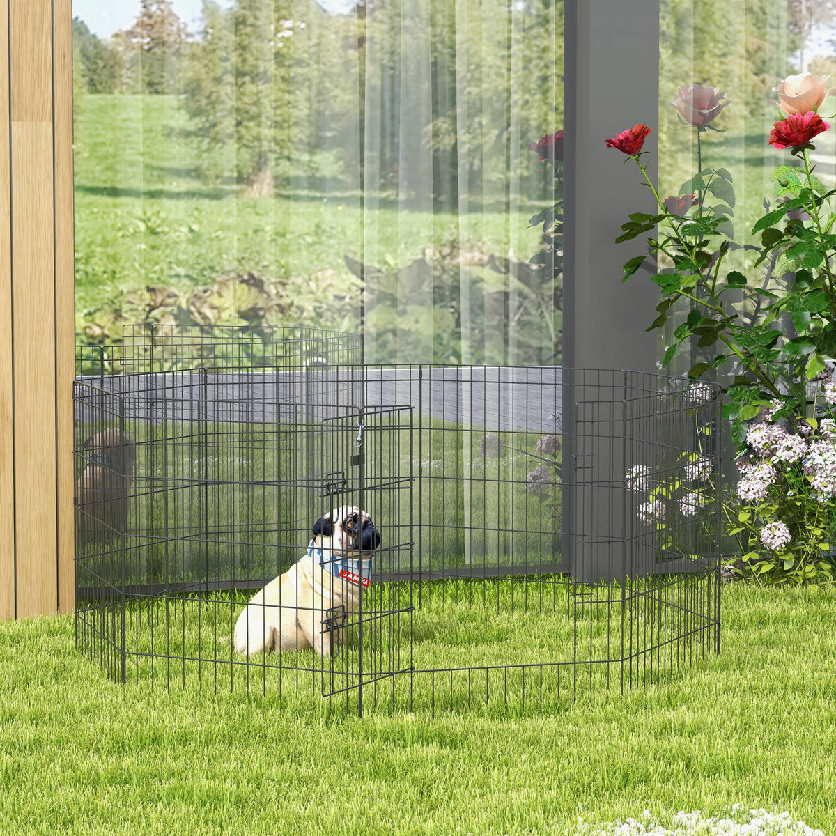 Parc enclos modulable pour chiens lapins rongeurs clôture pour petits animaux intérieur et extérieur 61 x 76 cm noir