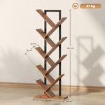 Bibliothèque Arbre à 9 Niveaux, Meuble de Rangement Industriel avec Cadre en Acier, 50x24x136cm, Brun Rustique