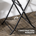 Table basse extérieure pour 2 personnes, table de jardin ronde avec structure en acier, Ø 60 x 73H cm, gris foncé