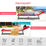 Bain de Soleil Pliable transat inclinable 4 Positions Chaise Longue 3 Coussins fournis Rouge