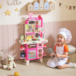Cuisine enfant jouet d'imitation, dinette pour enfant avec lumières et sons réalistes, 52,5 x 22 x 100 cm, rose