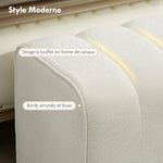 Banc bout de lit, banquette rembourrée, style moderne, ottoman en tissu aspect lin, 110 x 40 x 44 cm, crème