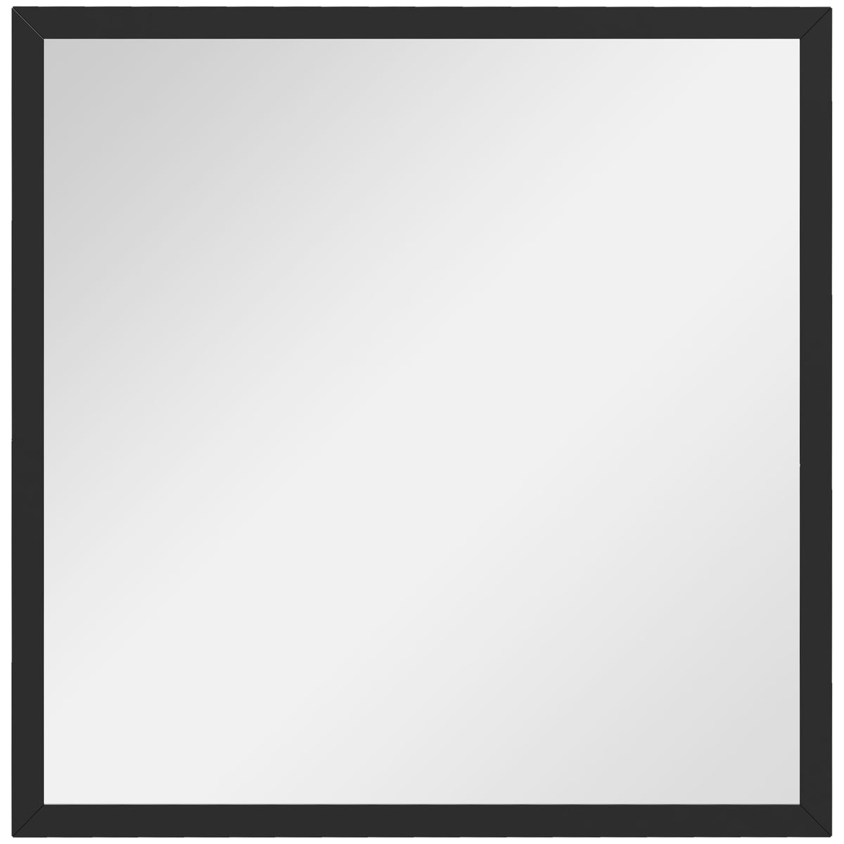 Miroir mural carré 50 x 50 cm, cadre en bois noir, idéal pour la salle de bain, salon ou chambre
