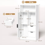 Mobiletto da bagno, mobile contenitore stretto con 2 cassetti, scomparti a giorno, 50x25x100cm, bianco
