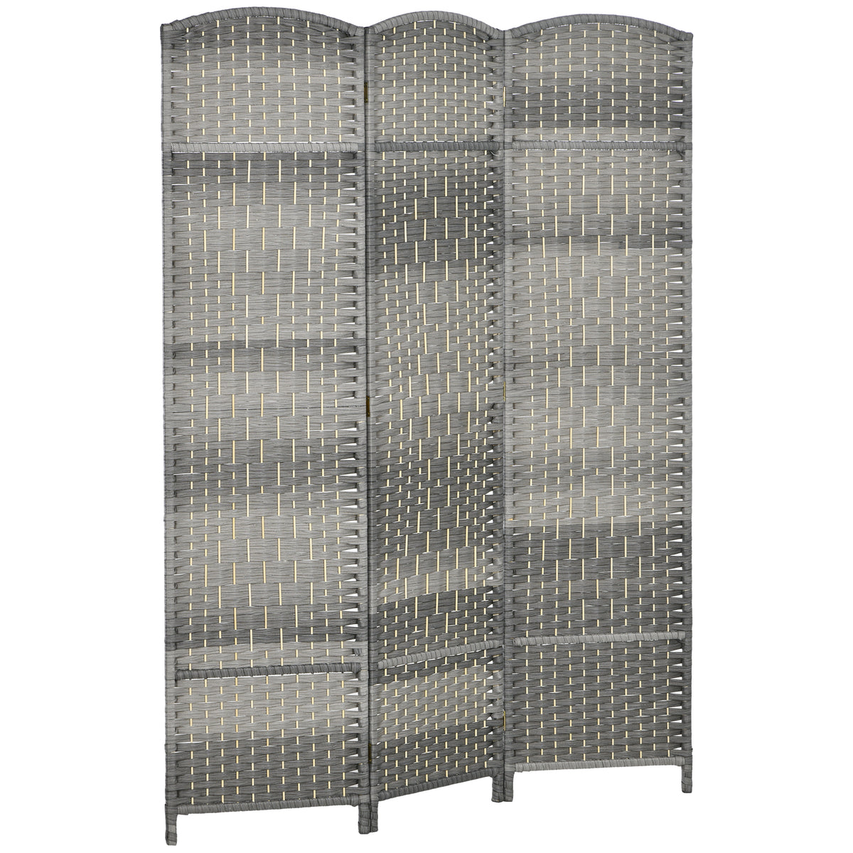 Paravent intérieur en bois 3 panneaux séparateur de pièce pliable pour salon chambre 135 x 180 cm gris