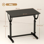 Table à Dessin Inclinable 0°-85°, Bureau à Dessin Réglable en Hauteur avec Rebord Antidérapant, Cadre en Acier, Noir