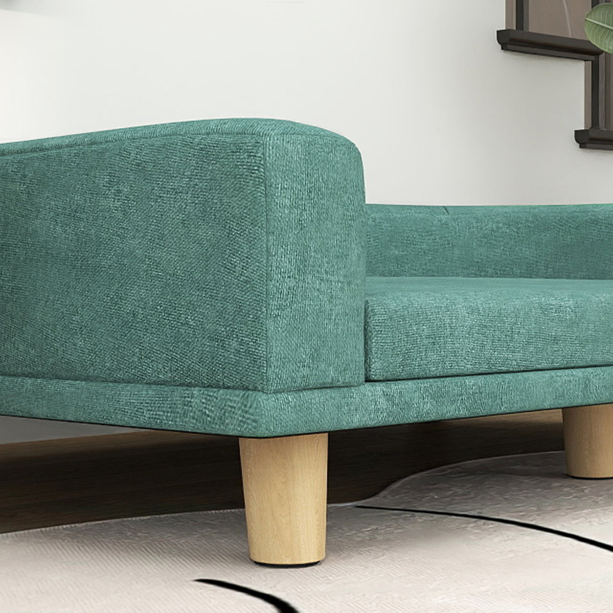 Canapé pour chien grand lit surélevé pour chien coussin lavable cadre en bois tissu polyester 98 x 67 x 25 cm vert clair