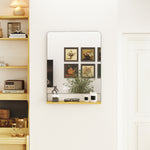 Miroir mural 80 x 60 cm avec étagère en bois, miroir rectangulaire moderne avec cadre en métal, noir