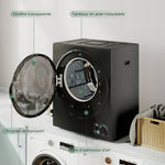 Sèche-linge électrique portable 850W, capacité 33L 4 modes de fonctionnement, acier inoxydable, 49 x 40,5 x 60 cm, noir