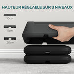 Stepper aérobic fitness hauteur réglable 3 niveaux 10/15/20 cm surface antidérapante plastique, gris