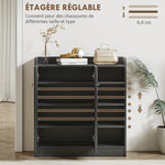 Meuble de rangement à chaussures pour entrée 12 paires - armoire à chaussures avec 4 compartiments ouverts- noir