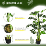 Plante artificielle modèle Monstera avec 21 feuilles en pot ciment, intérieur ou extérieur, dim. Ø16 x 100H cm
