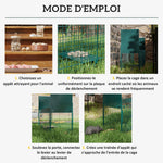 Piège Vivant Cage Attrape 100 x 25 x 28 cm Piège Fouine pour Martres, Rats, Souris - 2 entrées + poignée - métal vert