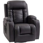 Fauteuil inclinable de massage et chauffage, fauteuil de relaxation, dossier réglable, pivotant 360°, 82x99x103cm, marron