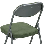 Lot de 2 chaises pliantes chaises de salle à manger portables avec assises et dossiers rembourrés en velours côtelé vert