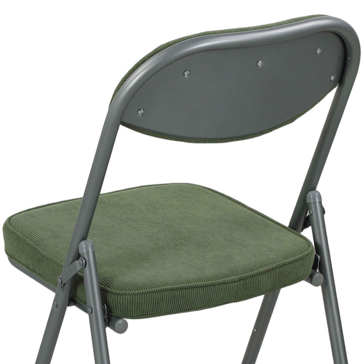 Lot de 2 chaises pliantes chaises de salle à manger portables avec assises et dossiers rembourrés en velours côtelé vert