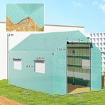 Serre de jardin tunnel 2 x 3m, 6m² avec porte enroulable, 4 fenêtres, - Acier galvanisé PE Haute densité Vert