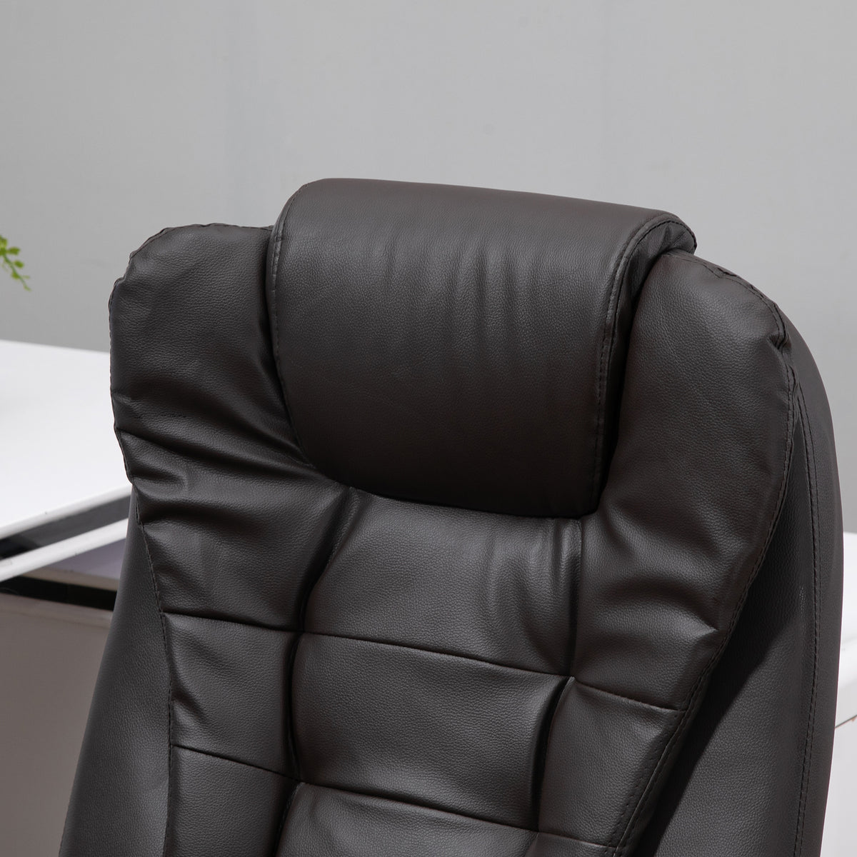 Fauteuil de bureau massant et chauffant électrique fauteuil bureau ergonomique revêtement synthétique brun