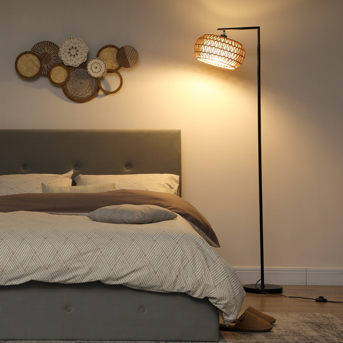 Wohnzimmer-Stehleuchte, dimmbare Stehlampe, 3 Farbtemperaturen, Fernbedienung, 52x33x170cm, schwarz