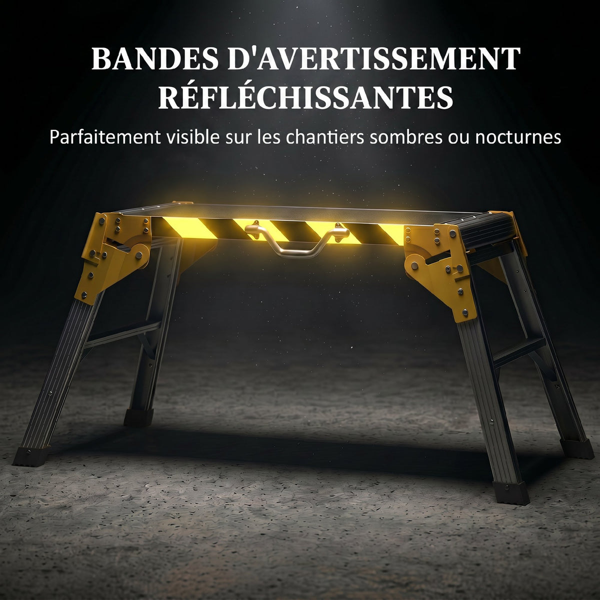 Établi pliant, établi de serrage en aluminium, table de travail robuste avec poignée, design antidérapant, argenté