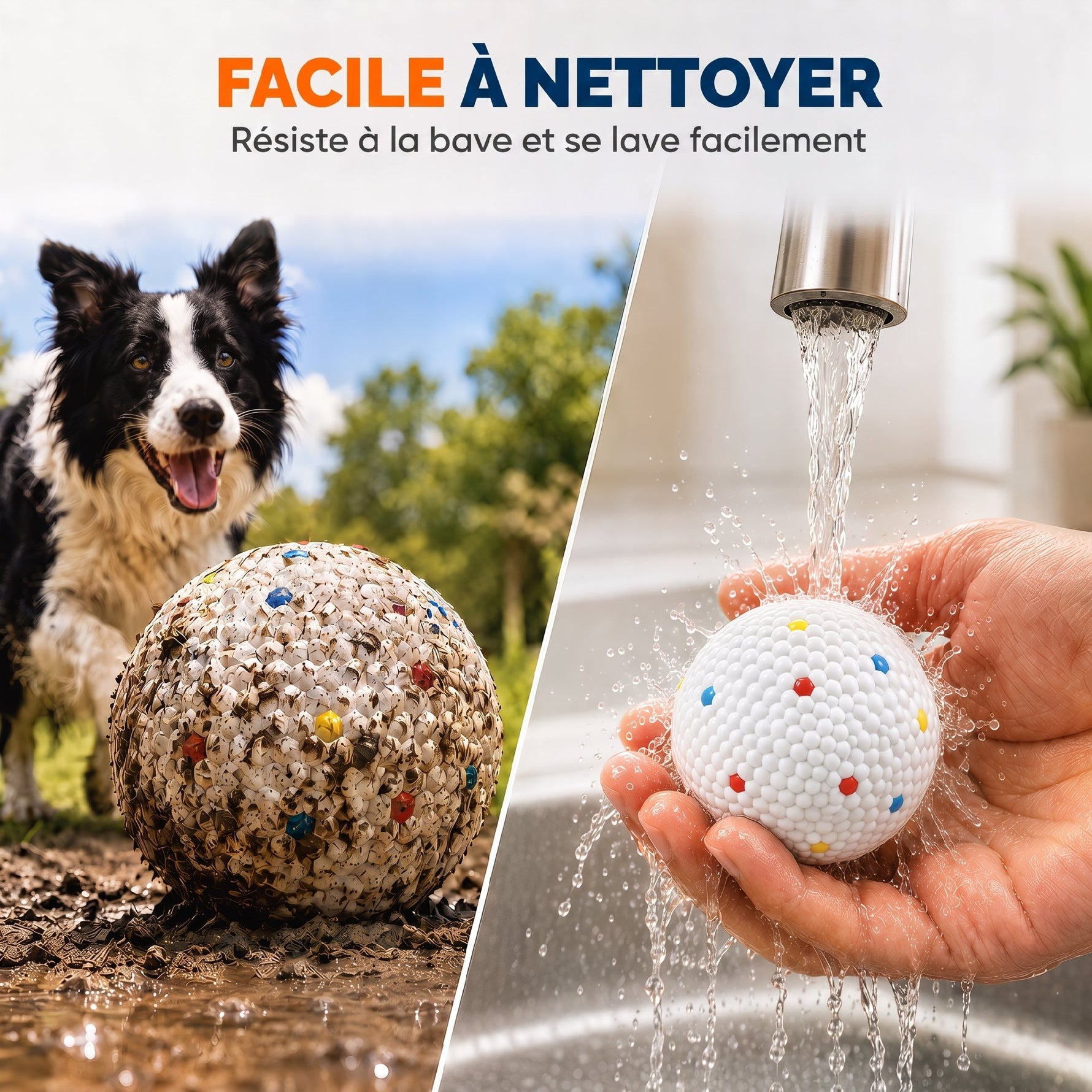 Lot de 6 Balles pour Chien en ETPU Compatibles avec Lanceur Automatique Flottantes et Rebondissantes Ø 58 mm Blanc
