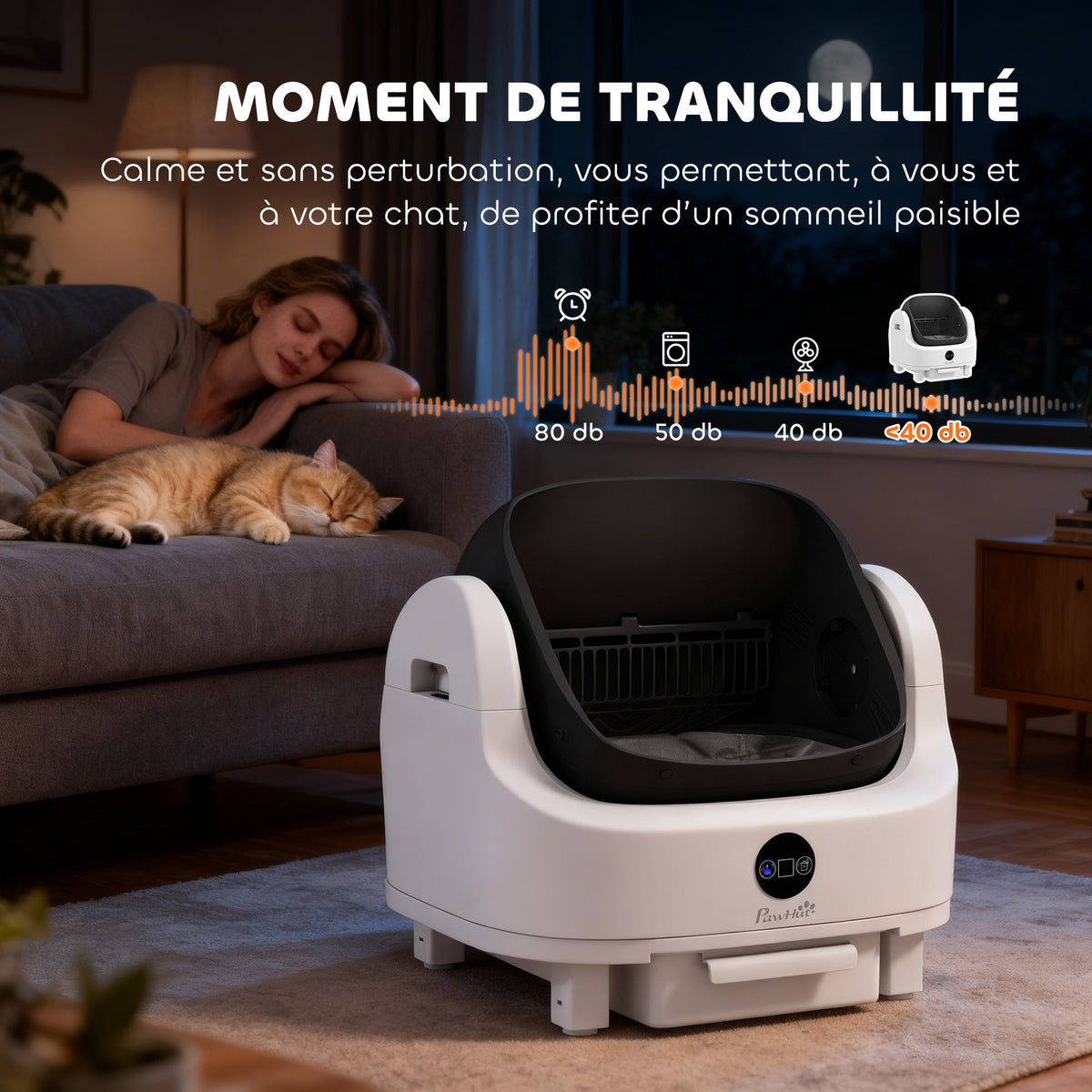 Lettiera per gatti autopulente, cassetta igienica automatica aperta, isolamento dagli odori/protezione di sicurezza, bianco