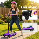 Electric scooter for children aged 6 to 10, foldable 3 wheels, zero-start, maximum speed 8 km/h 64x29x83cm purple