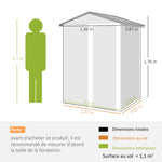 Abri de jardin en métal 1,2 m², cabane jardin extérieure, porte coulissante verrouillable et gants, 136x87x176cm, gris