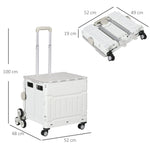 Chariot de courses pliable caddie de courses avec poignée télescopique réglable et couvercle charge max. 80 kg, blanc